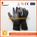 Black Latex Coating Glove Brushed Lining Safety Working Gloves Dkl339